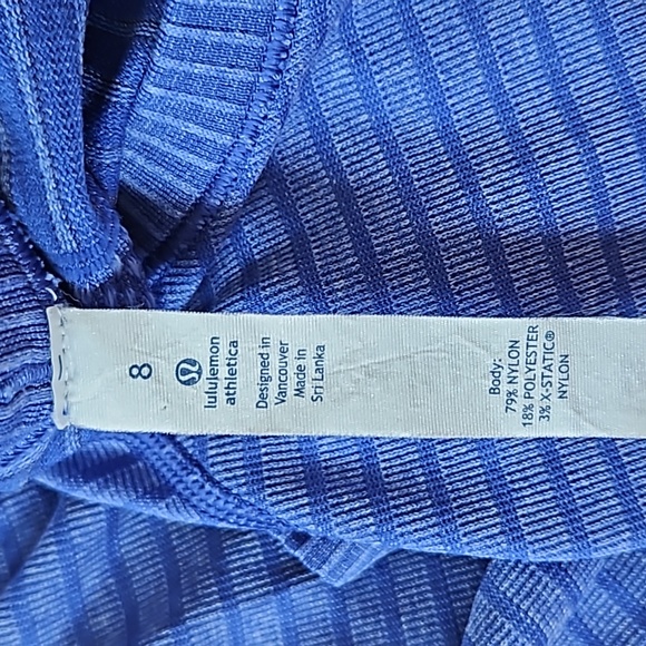 Lululemon blue stripe short sleeve logo shirt-8 - Picture 5 of 7
